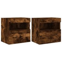 muebles tv de pared luces led 2 uds roble ahumado 40x30x40 cm vidaxl