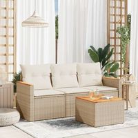 conjunto de sofas jardin con cojines 4 uds  mueble jardin mesa y sillas ratan sintetico beige cfw419288