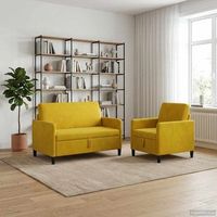 vidaxl juego de sofas con almacenamiento 2 uds amarillo poliester