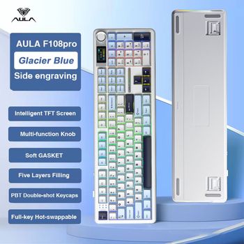 Teclado mecánico para juegos AULA F108 Pro, modo Tri, pantalla multibotón personalizada, teclado inalámbrico RGB Esports con pantalla inteligente TFT