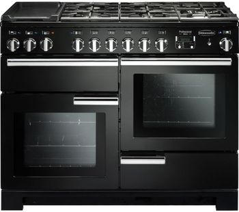 Rangemaster Professional Deluxe PDL110DFFGB/C 110 cm Dual Fuel Range Cooker - Black & Chrome, Black