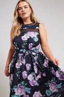 yours london vestido azul marino de flores sin mangas mujer curvy y tallas grandes yours london