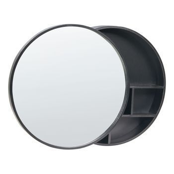 Armario Con Espejo De Pared Para Baño 50 X 50 Cm De Madera De Bambú Almacenaje Práctico Estilo Moderno Baño Negro Ucayali