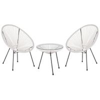 conjunto de balcon 2 plazas de ratan sintetico blanco resistente a la intemperie sala de estar jardin bistro moderno acapulco ii