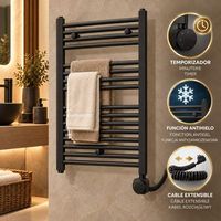 kibath secatoallas radiador electrico de 80 cm x 50 cm acabado negro mate fabricado en acero