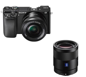 SONY a6000 Mirrorless Camera with 16-50 mm f/3.5-5.6 & 55 mm f/1.8 Lens Bundle, White