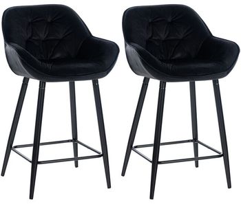 Set de 2 taburetes de bar gibson 76 de terciopelo negro 57.5x54x93.5 cm