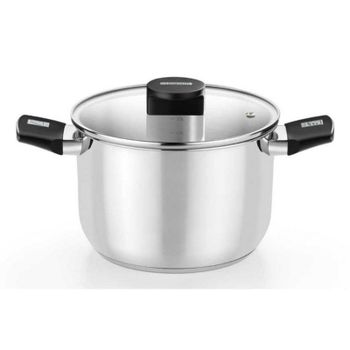 Olla Acero Inoxidable Monix M240218 18cm 3L Full Induction Tapa Vidrio Asas Baquelita
