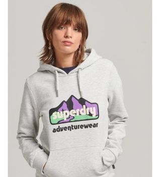 Superdry para mujer. W2011458A Sudadera con capucha 90s Terrain gris (XS), Casual, Algodón