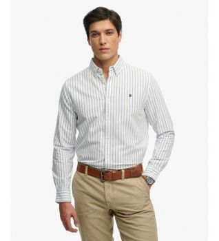 Superdry para hombre. M4011100A Camisa Preppy Oxford azul (XL), Casual, Algodón, Manga larga
