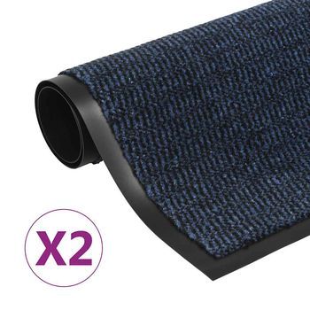Alfombras De Entrada Rectangulares De Nudo 2 Uds Azul 80x120 Cm Vidaxl