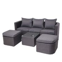 muebles de jardin con pufs mesa y cojines gis oscuros y polirratan antracita 040000524
