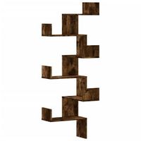 estanteria pared  estante flotante de esquina madera roble ahumado 45x45x147 cm