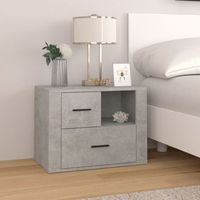mesita de noche  mesa auxiliar  mesilla madera contrachapada gris hormigon 60x36x45 cm cfw59650