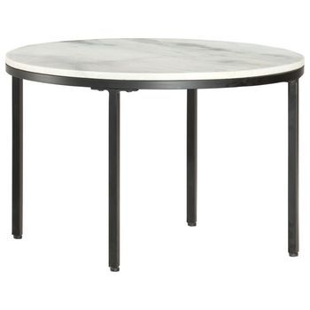 Mesa De Centro Mármol Macizo Auténtico Blanco Y Negro Ø65 Cm Vidaxl