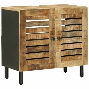Mueble De Lavabo Con Puerta Marrón Y Negro 62 X 33 X 58 Cm Vidaxl