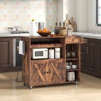 carrito de cocina buffet con ruedas estante de vino gabinete para estacion de cafe marron