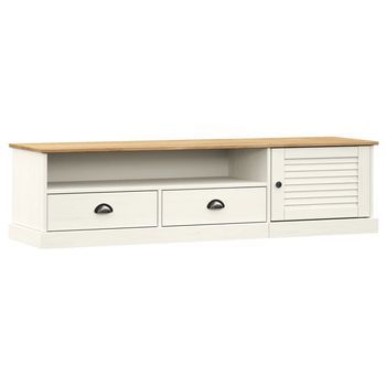 Mueble Para Tv Vigo Madera Maciza De Pino Blanco 156x40x40 Cm Vidaxl