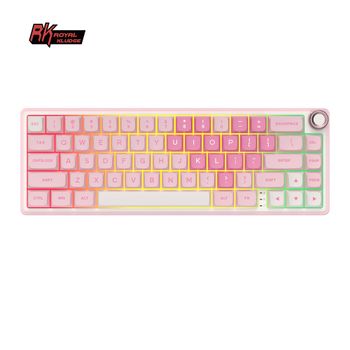 Teclado Mecánico Francés Royal Kludge R65, 65%, Intercambiable en Caliente, Teclas PBT MDA, RGB, Gasket, Inglés, para Gamers, con Perilla de Volumen