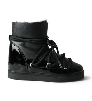 Inuikii para mujer. 1001.004.0052 Botas de Piel Gloss Wedge negro (39), 3 a 5cm, Cordones, Casual