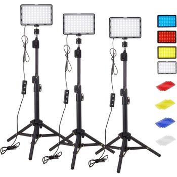 Panel de luz LED para fotografía y vídeo, Kit de lámpara de estudio fotográfico con soporte para trípode, filtros RGB para disparar transmisión en vivo Youbube