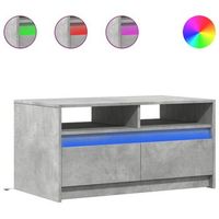 mesa de cafe - mesa de centro con luces led madera de ingenieria gris hormigon