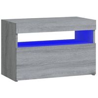 pack 2 uds mesitas de noche  mesilla de noche con luces led gris sonoma 60x35x40 cm