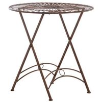 mesa outdoor tegal metal marron antiguo 71x71x71 cm clp