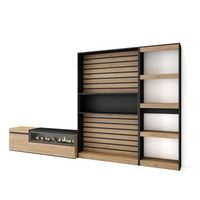 muebles de salon para tv conjunto de muebles comedor 320x186x35cm chimenea electrica estilo moderno roble y negro