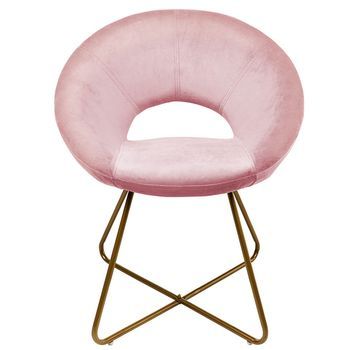 Silla De Terciopelo Con Mesa Auxiliar Selesa - Rosa