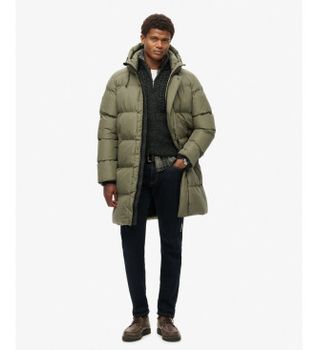 Superdry para hombre. M5011917A Abrigo Sports Acolchada verde (S), Casual, Poliéster Reciclado, Sostenible