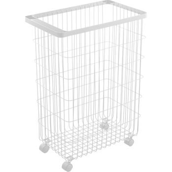Cesto de ropa con ruedas de metal h56.5cm - blanco