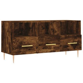 Mueble De Tv Madera De Ingeniería Roble Ahumado 102x36x50 Cm Vidaxl