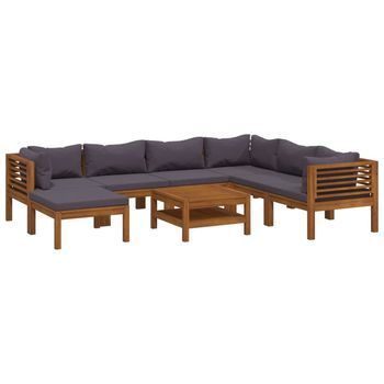 Muebles De Jardín 8 Pzas Cojines Madera Maciza De Acacia Vidaxl