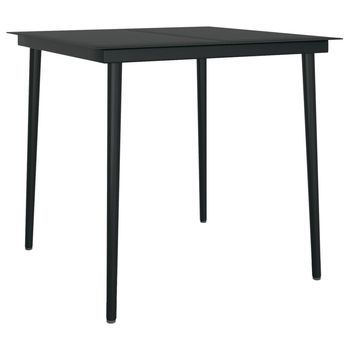 Mesa De Comedor De Jardín | Mesa De Exterior Acero Y Vidrio Negra 80x80x74 Cm