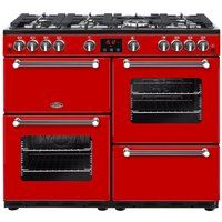belling kensington 100g gas range cooker - red  chrome red