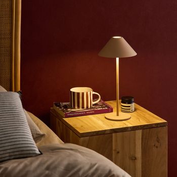 Lámpara de mesa interior/exterior led inalámbrica, h32cm, beige