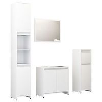 juego de 4 uds muebles de bano  armario de bano madera ingenieria blanco
