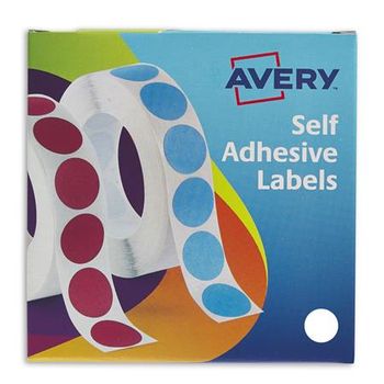 Avery Labels in Disp Round 19mm DIA Wht 24-404 (1400 Labels)