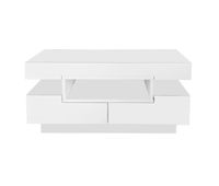 mesa de centro con led - acabado brillante - 4 cajones delanteros y traseros - blanco