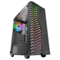 marsgaming mc-volt caja gaming atx ventilador argb 120mm rejilla frontal argb ventana lateral completa cristal templado gestion de cableado semitorre pc con soporte refrigeracion liquida negro