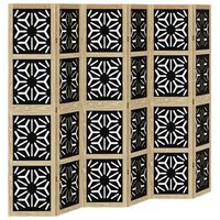 biombo separador 6 paneles madera maciza paulownia marron negro vidaxl