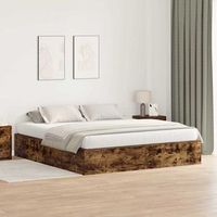 cama con almacenamiento con puerta roble ahumado 200 x 200 cm vidaxl