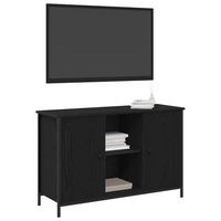 conjunto de mueble de tv  mueble de salon  gabinete de tv roble negro 101 x 35 x 65 cm