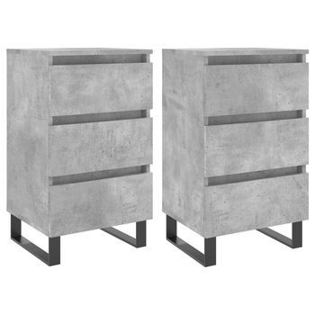 Mesita De Noche 35x40x69 Cm Madera Trabajada Y Hierro - Gris