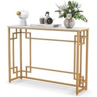 mesa auxiliar moderna mesa consola estrecha con tapa de marmol costway 110 x 30 x 81 cm