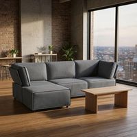 conjunto de sofa modular en tela de lino gris oscuro facil de montar adecuado para la sala de estar