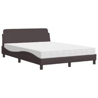 cama con colchon dover tela marron oscuro 140x200 cm vidaxl