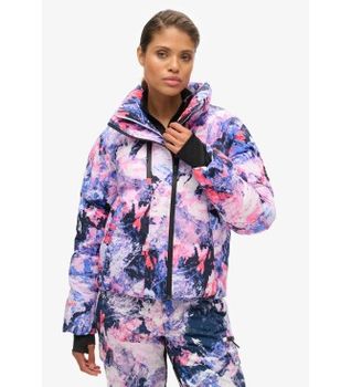 Superdry para mujer. WS110169A Cazadora acolchada de corte cuadrado de esquí lila (M), Deportivo, Nieve, Sostenible, Nylon reciclado