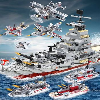Bloques de Construcción de Portaaviones de la Armada, Tanques Militares, Barcos, Aviones, Modelo de Buques de Guerra, Juego de Bloques de Construcción para Niños